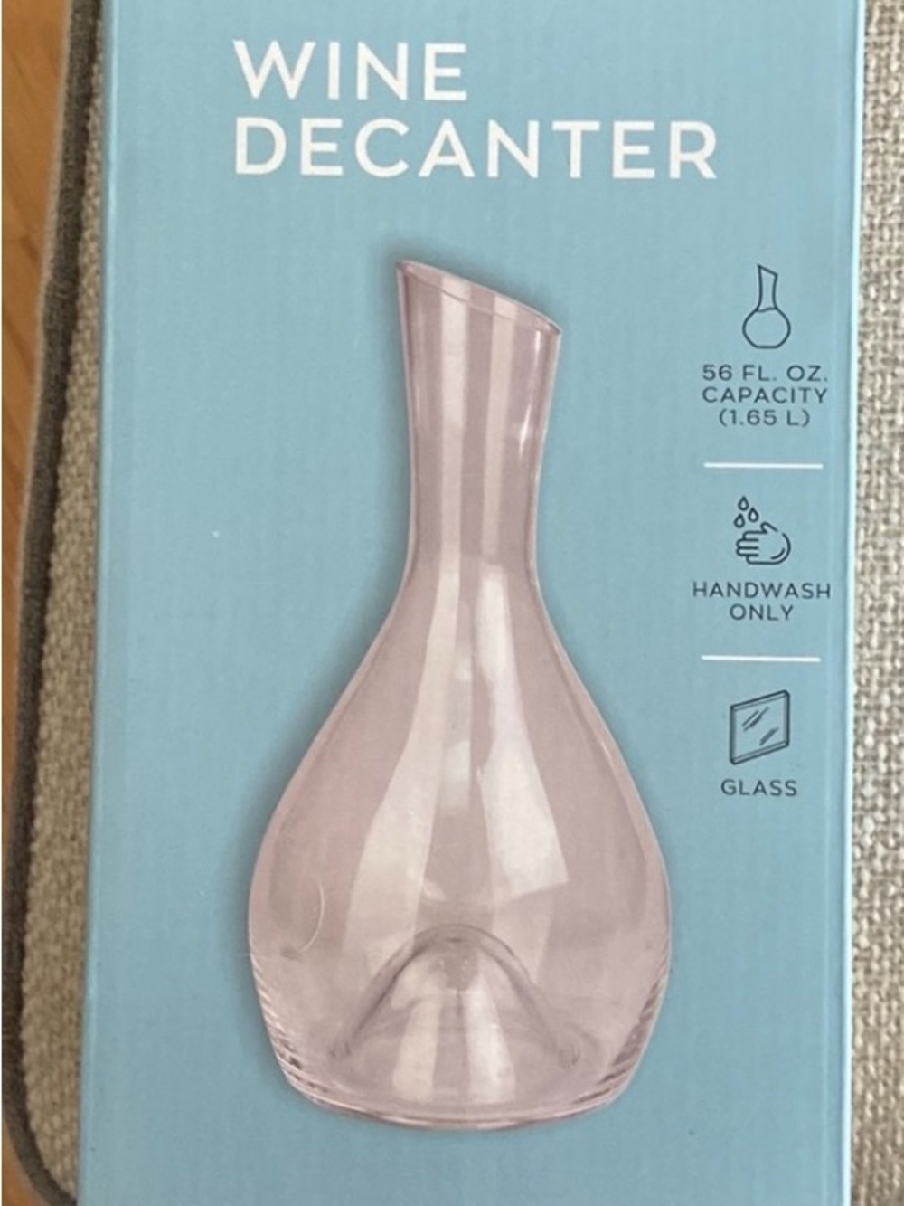 Light Pink Glass Wine Decanter - Brand Unknown
